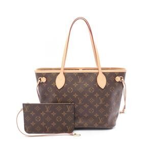 Louis Vuitton Neverfull Monogram Tote Bag Canvas Leather Brown